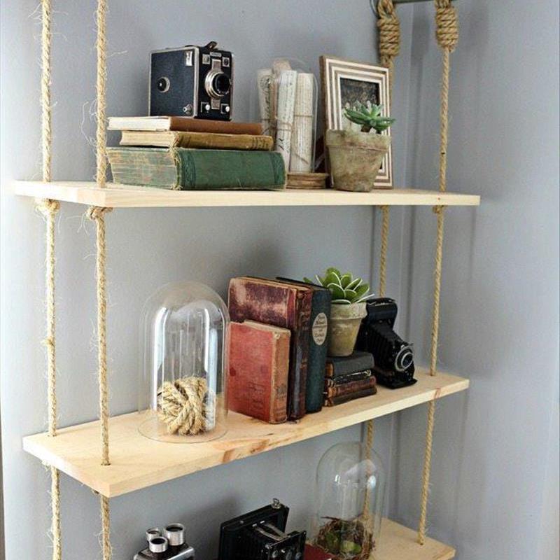 ساخت کتابخانه معلق با شلف های چوبی به سادگی!
