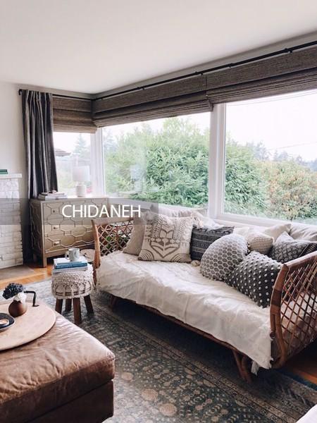 عکس پنجره سرتاسری پذیرایی، نور درخانه