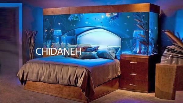 عکس آکواریوم در اتاق خواب، برای اتاق خوابتان ایده بگیرید