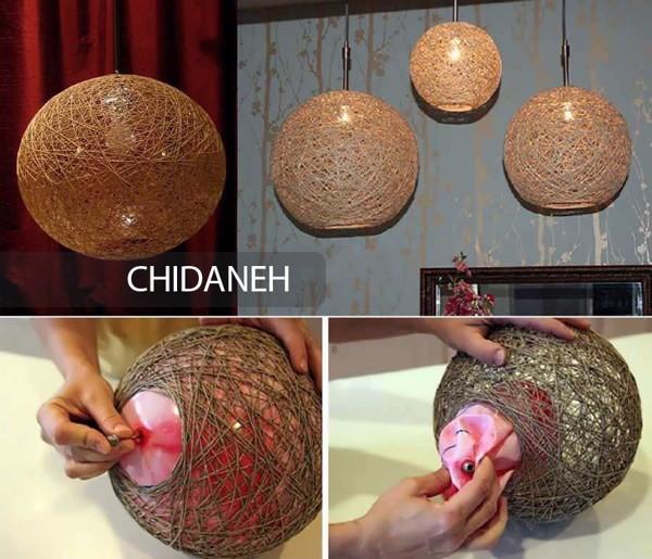 آموزش ساخت لوستر با نخ کنف به صورت گام به گام