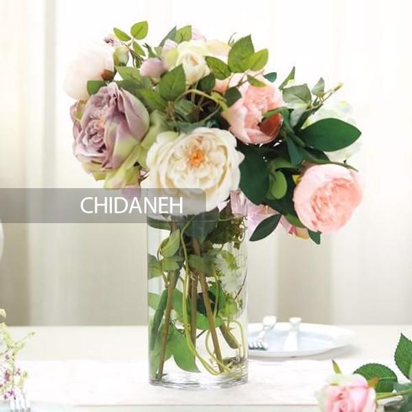 10 مدل تزیین گل در گلدان شیشه ای استوانه ای